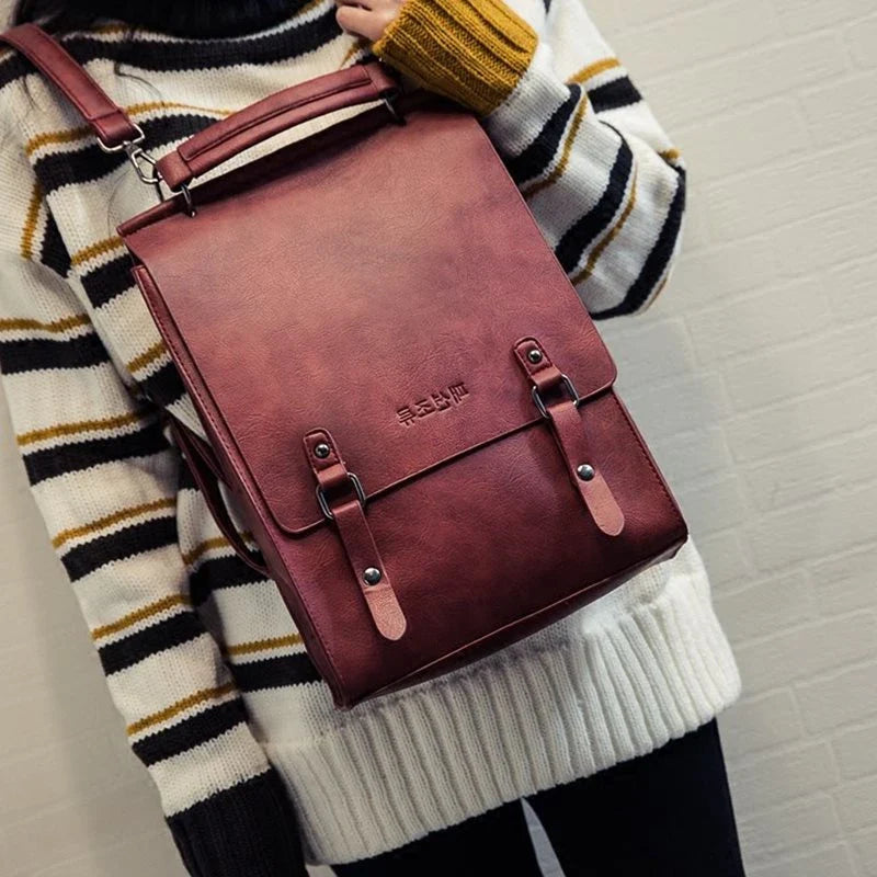 Premium PU leather women's backpack with multiple compartments and adjustable straps for comfortable carrying