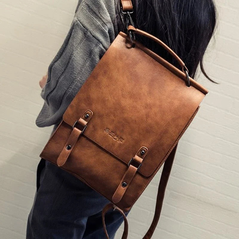 Premium PU leather women's backpack with multiple compartments and adjustable straps for comfortable carrying