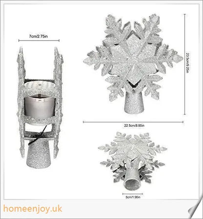 Christmas Tree Topper with Sparkling 3D Star Design and Snowflake Projector Lamp