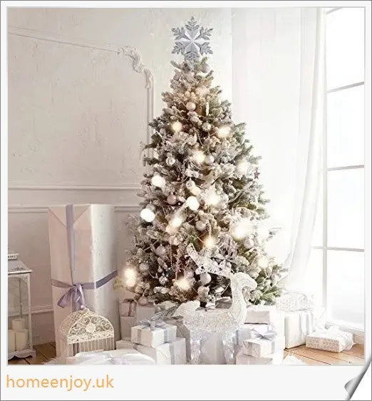 Christmas Tree Topper with Sparkling 3D Star Design and Snowflake Projector Lamp