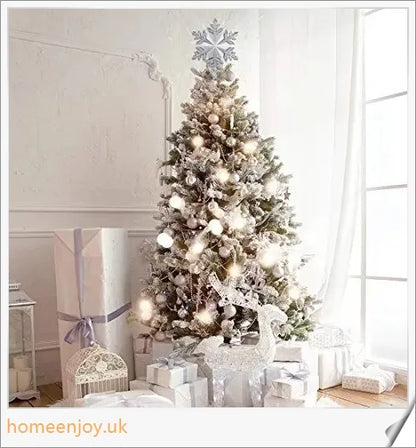 Christmas Tree Topper with Sparkling 3D Star Design and Snowflake Projector Lamp