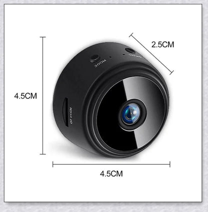 Wireless security camera with night vision and microphone, compact aluminium alloy design for discreet home or office surveillance