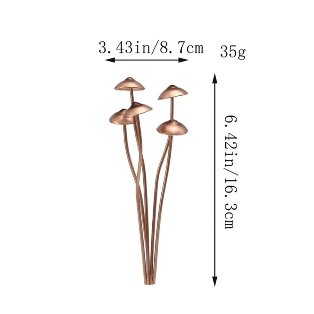 Creative Metal Simulation Mushroom Courtyard Decoration, featuring lifelike metal mushrooms in a natural, whimsical setting
