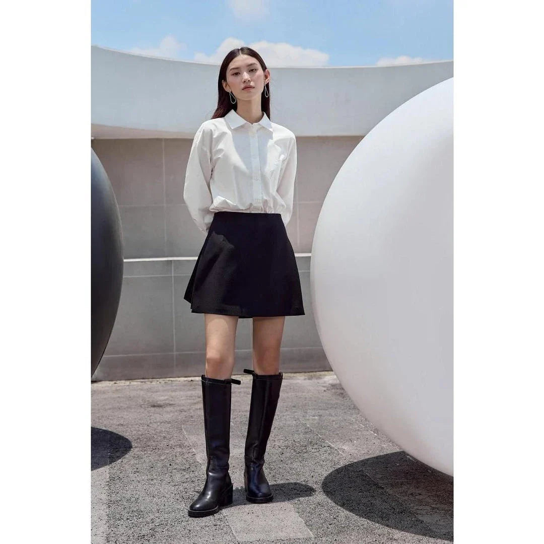 Autumn-Winter High Waist Casual Shorts Skirt in Coffee colour, a stylish and comfortable wardrobe essential for British women