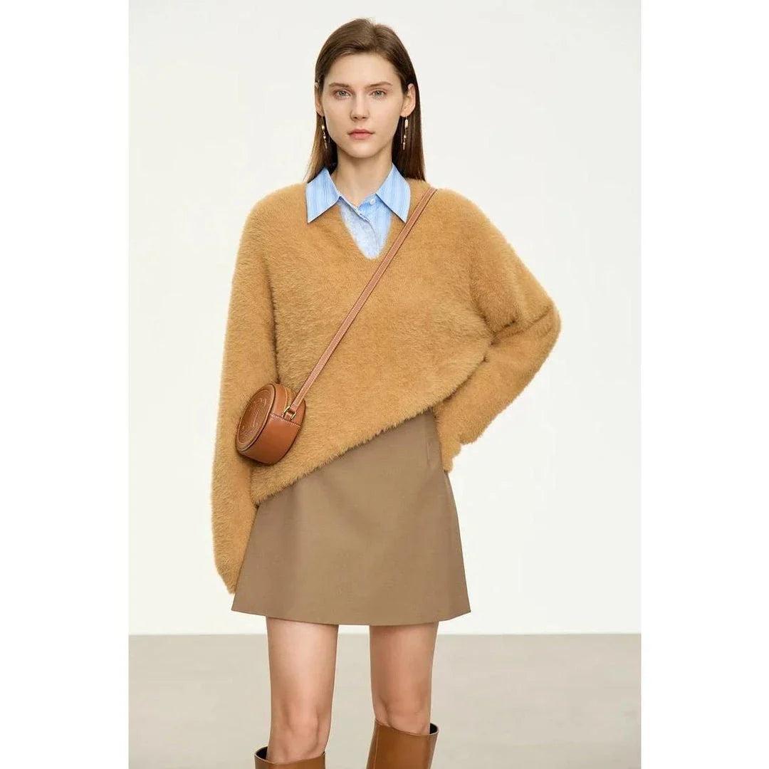Autumn-Winter High Waist Casual Shorts Skirt in Coffee colour, a stylish and comfortable wardrobe essential for British women