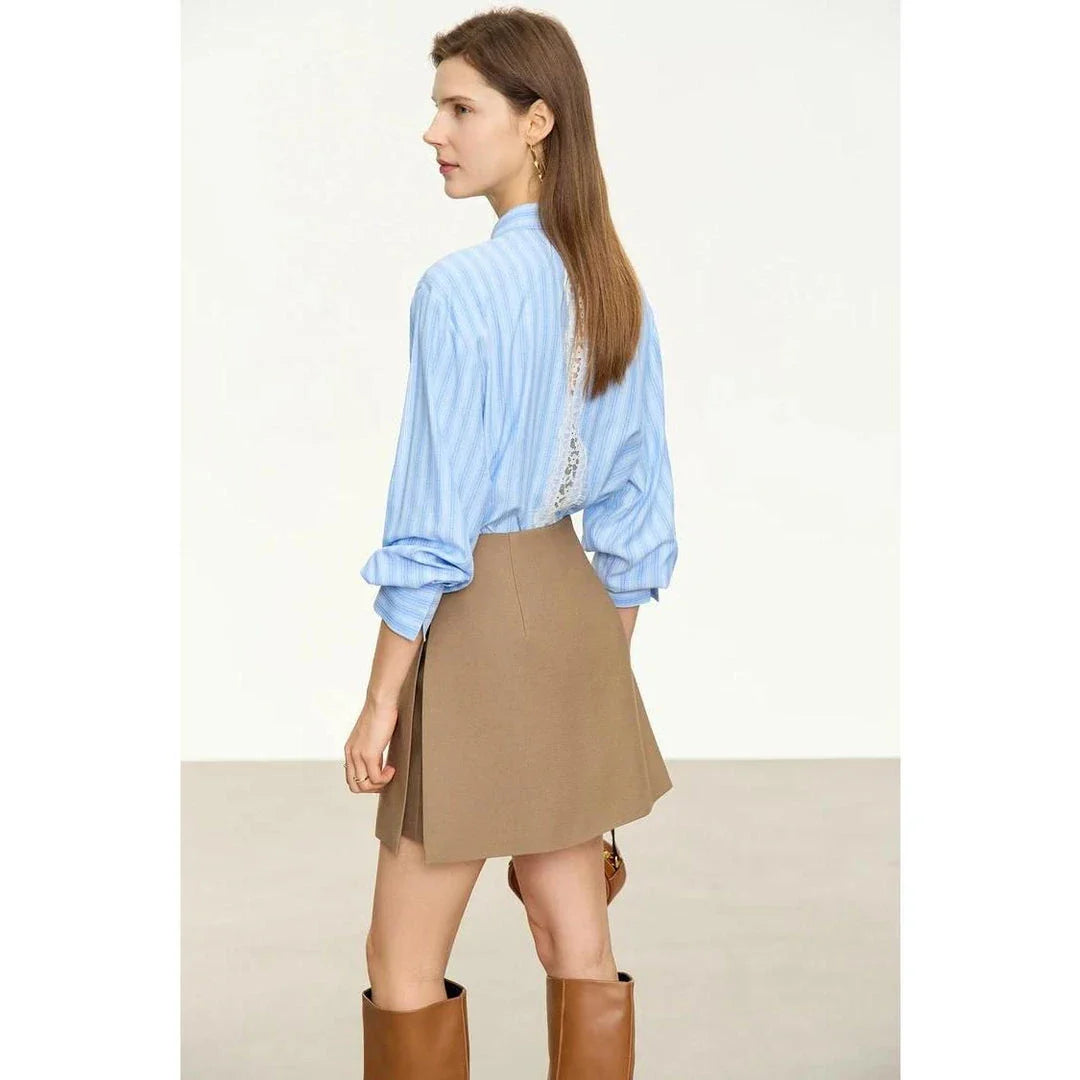 Autumn-Winter High Waist Casual Shorts Skirt in Coffee colour, a stylish and comfortable wardrobe essential for British women