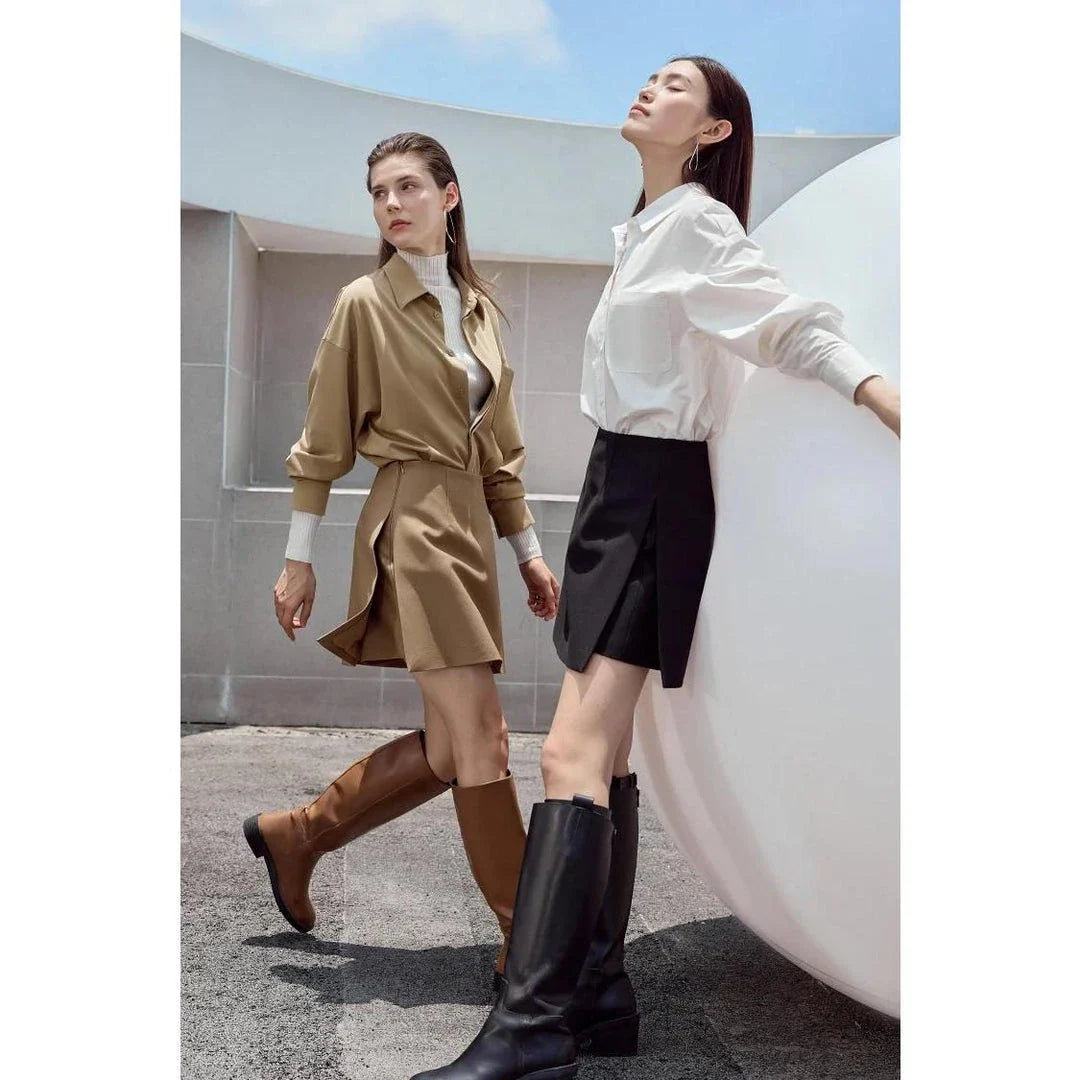 Autumn-Winter High Waist Casual Shorts Skirt in Coffee colour, a stylish and comfortable wardrobe essential for British women