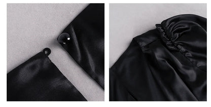 New Women's Sexy V-neck Pleated Puff Sleeve Dress in White and Black colours