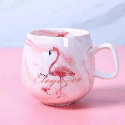 Marble Pattern Coffee Mug in Flamingo Pink and Grey Shades, a Sophisticated and Durable Ceramic Mug for Hot and Cold Beverages