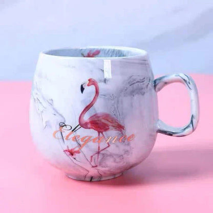 Marble Pattern Coffee Mug in Flamingo Pink and Grey Shades, a Sophisticated and Durable Ceramic Mug for Hot and Cold Beverages