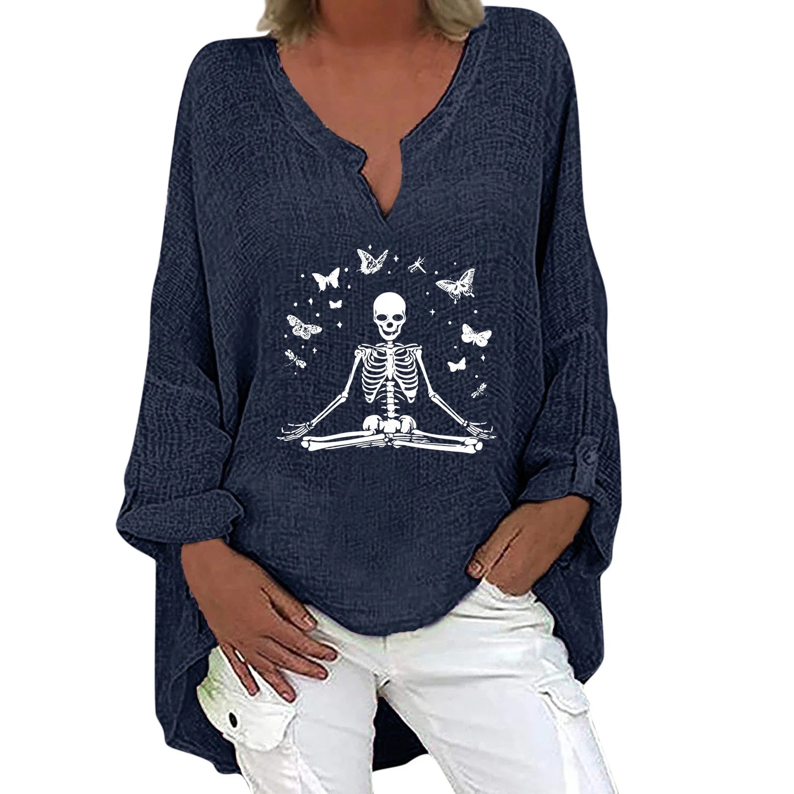 Halloween-themed long sleeve shirt for women in a range of festive colours