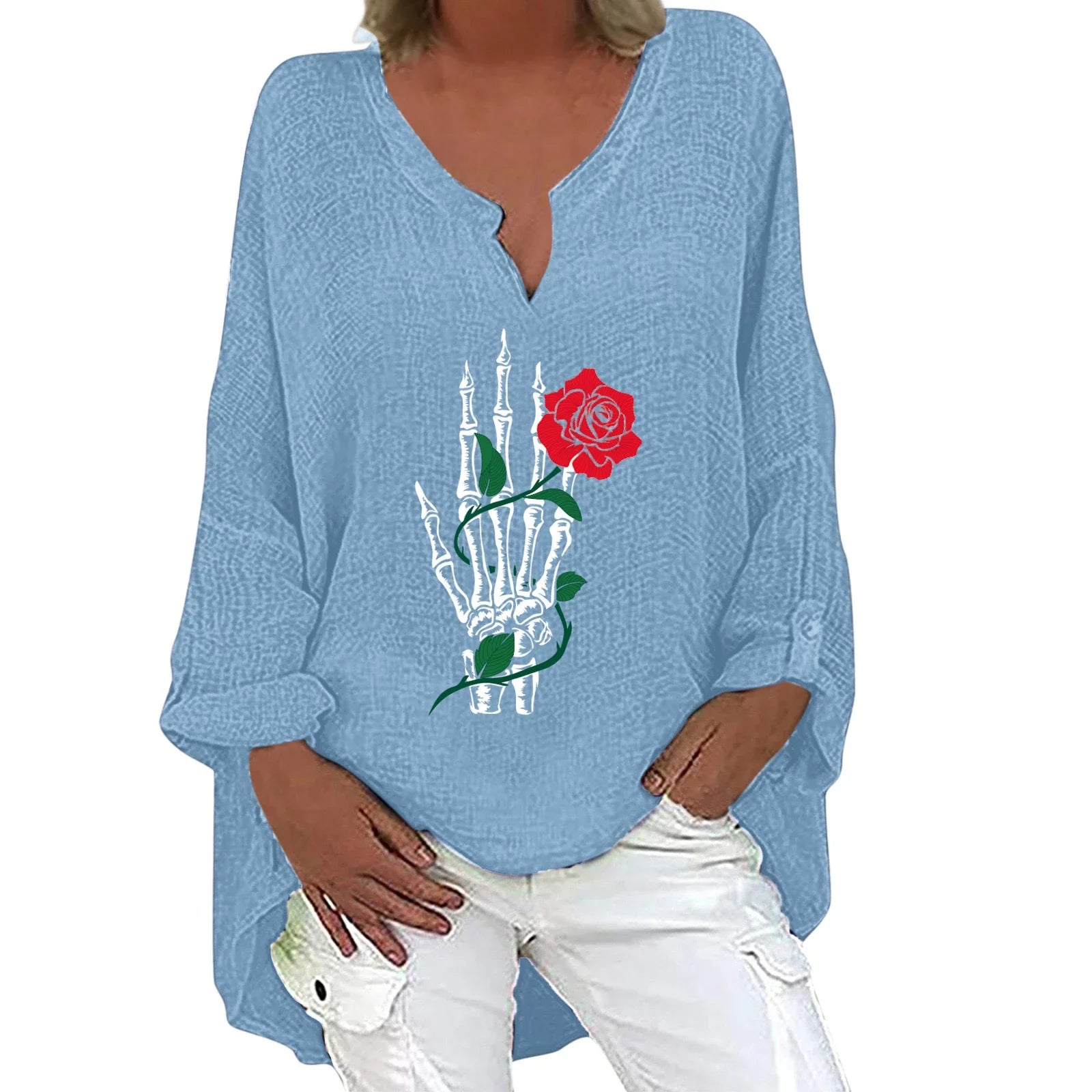 Halloween-themed long sleeve shirt for women in a range of festive colours