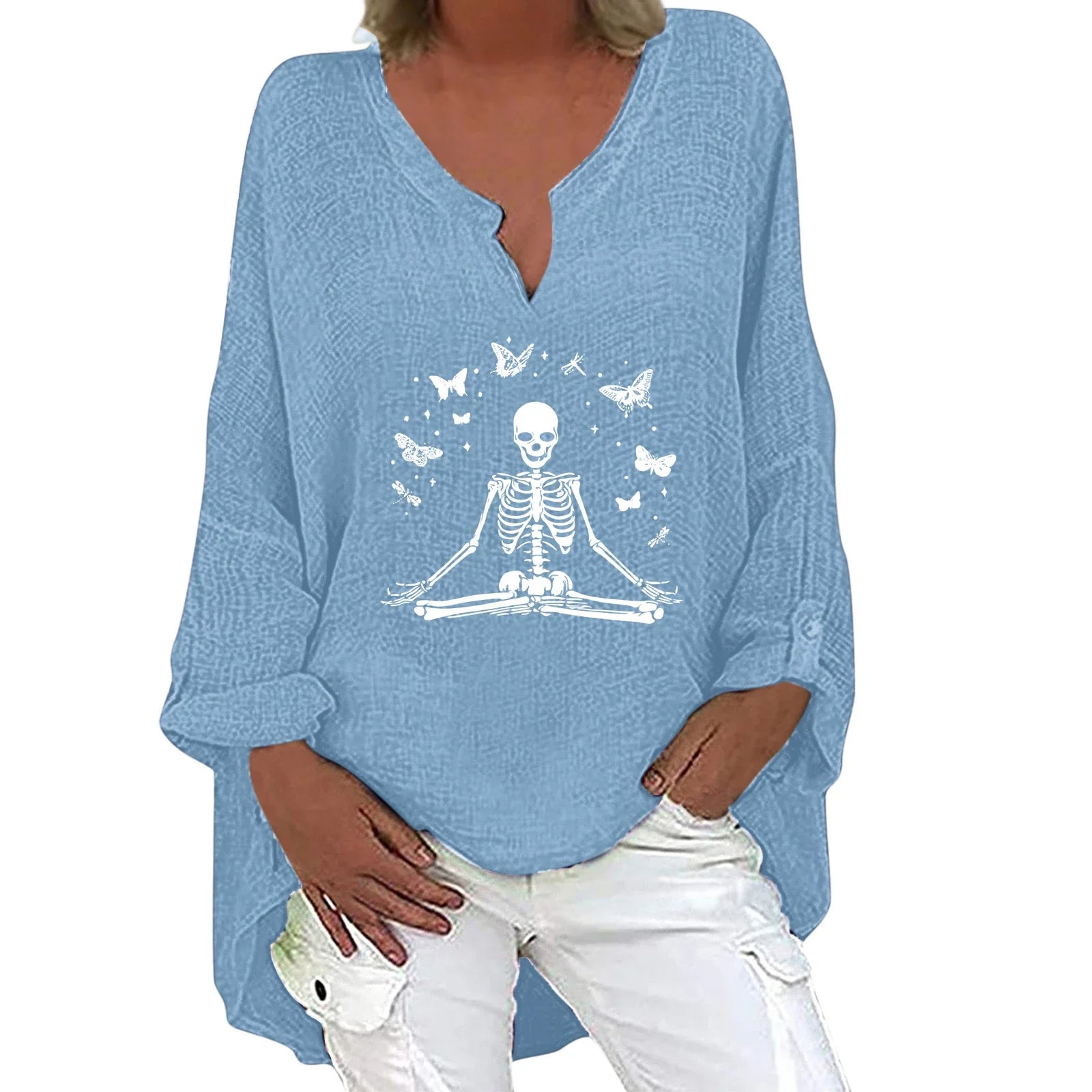 Halloween-themed long sleeve shirt for women in a range of festive colours