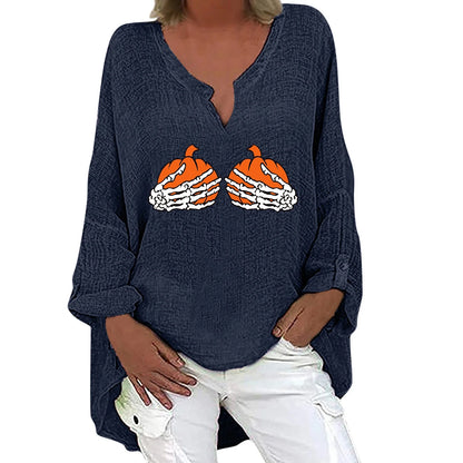 Halloween-themed long sleeve shirt for women in a range of festive colours