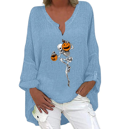 Halloween-themed long sleeve shirt for women in a range of festive colours