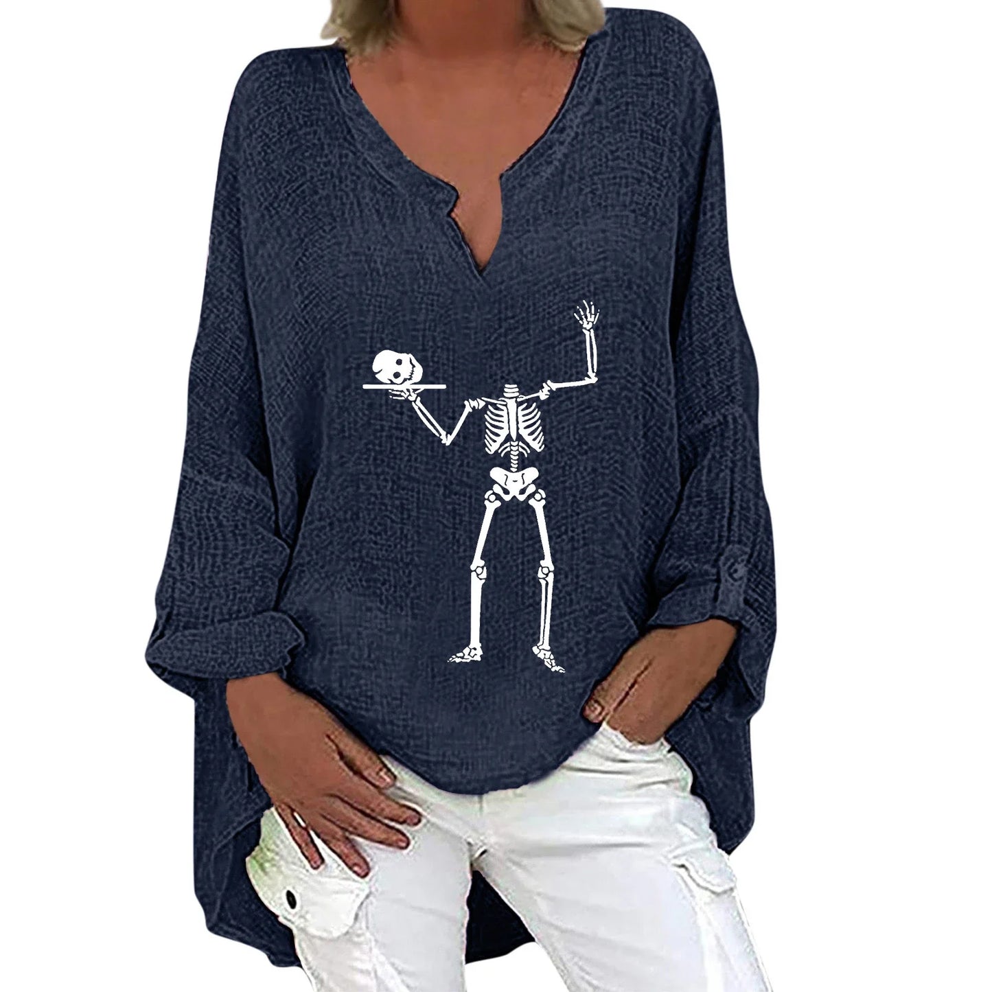 Halloween-themed long sleeve shirt for women in a range of festive colours