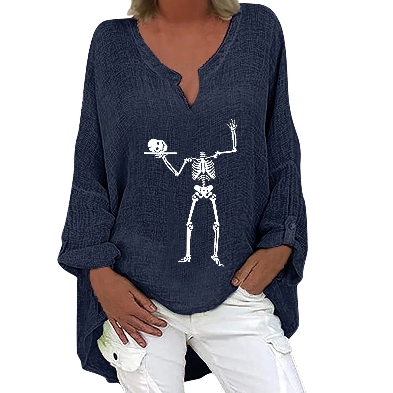 Halloween-themed long sleeve shirt for women in a range of festive colours
