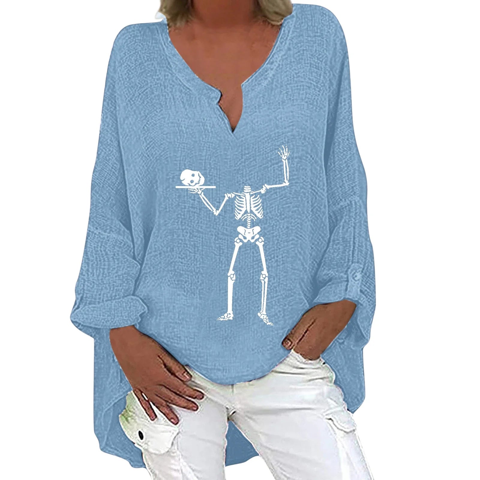 Halloween-themed long sleeve shirt for women in a range of festive colours