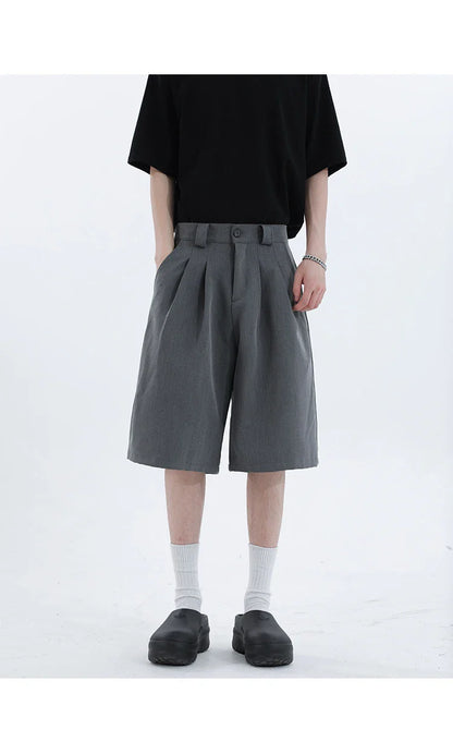 Real Shot Simple Straight Casual Suit Shorts in gray and black colours, showcasing the premium cotton construction and versatile design
