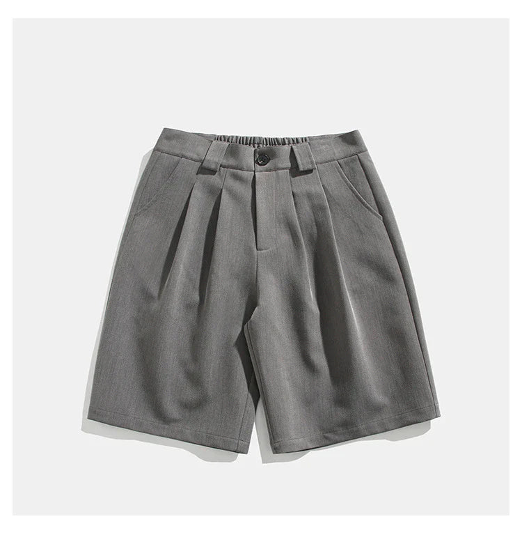 Real Shot Simple Straight Casual Suit Shorts in gray and black colours, showcasing the premium cotton construction and versatile design
