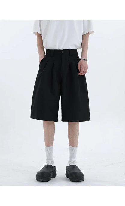 Real Shot Simple Straight Casual Suit Shorts in gray and black colours, showcasing the premium cotton construction and versatile design