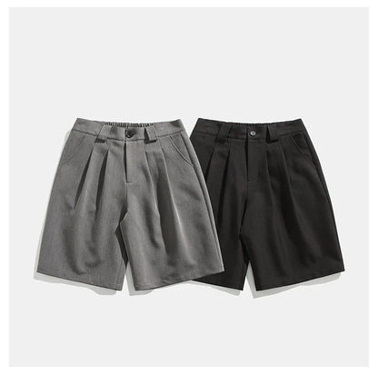 Real Shot Simple Straight Casual Suit Shorts in gray and black colours, showcasing the premium cotton construction and versatile design