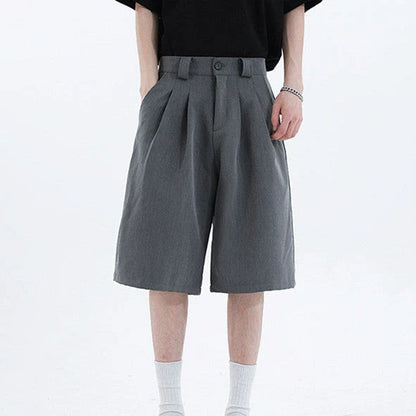 Real Shot Simple Straight Casual Suit Shorts in gray and black colours, showcasing the premium cotton construction and versatile design