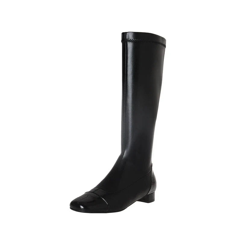 Colourblock low heel casual square toe boots in various colours, suitable for women's fashion in the UK