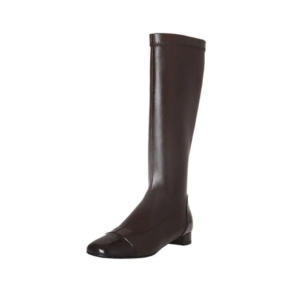 Colourblock low heel casual square toe boots in various colours, suitable for women's fashion in the UK