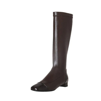 Colourblock low heel casual square toe boots in various colours, suitable for women's fashion in the UK