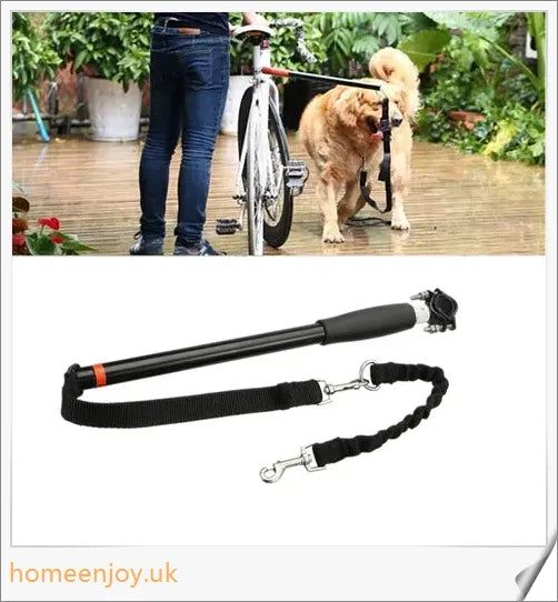 A hands-free dog leash designed for cycling, with a sturdy metal pole and flexible leash for safe and comfortable rides with your canine companion.