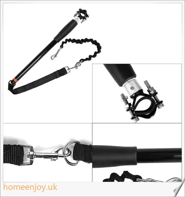 A hands-free dog leash designed for cycling, with a sturdy metal pole and flexible leash for safe and comfortable rides with your canine companion.