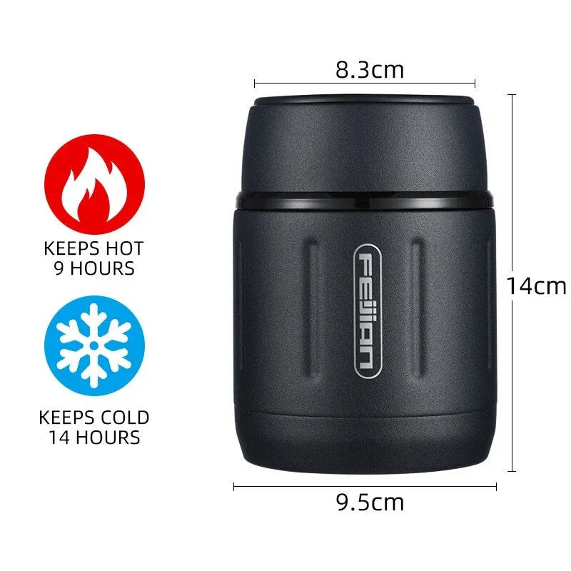 500ml Vacuum Insulated Stainless Steel Food Jar with Foldable Spoon and Wide Mouth, Perfect for Meals on the Go