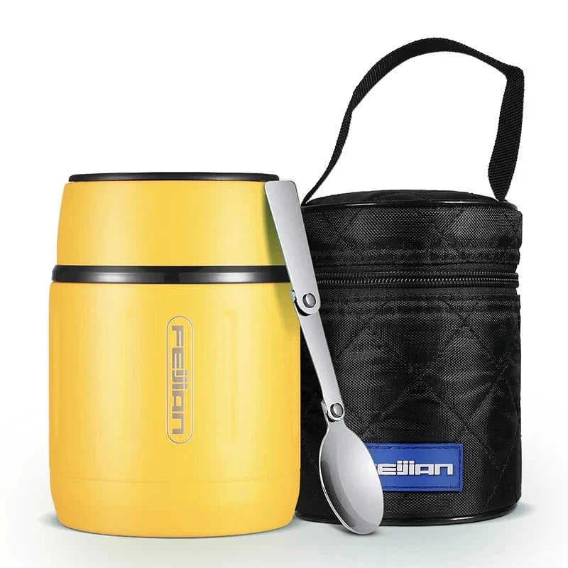 500ml Vacuum Insulated Stainless Steel Food Jar with Foldable Spoon and Wide Mouth, Perfect for Meals on the Go