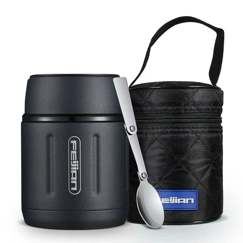 500ml Vacuum Insulated Stainless Steel Food Jar with Foldable Spoon and Wide Mouth, Perfect for Meals on the Go