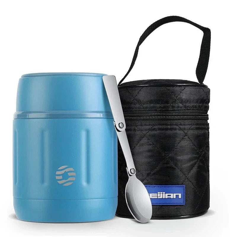 500ml Vacuum Insulated Stainless Steel Food Jar with Foldable Spoon and Wide Mouth, Perfect for Meals on the Go