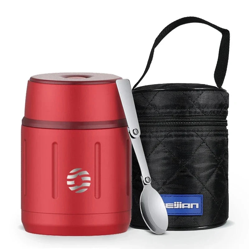 500ml Vacuum Insulated Stainless Steel Food Jar with Foldable Spoon and Wide Mouth, Perfect for Meals on the Go