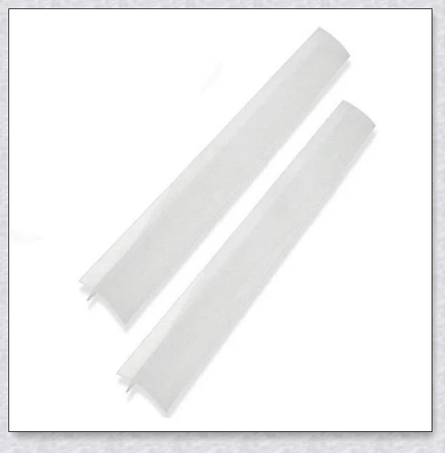 Silicone stove counter gap covers in various colors to prevent small items and spills from falling into cracks between stove and kitchen counter.