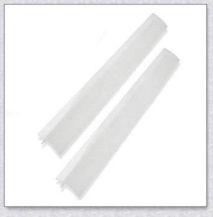 Silicone stove counter gap covers in various colors to prevent small items and spills from falling into cracks between stove and kitchen counter.