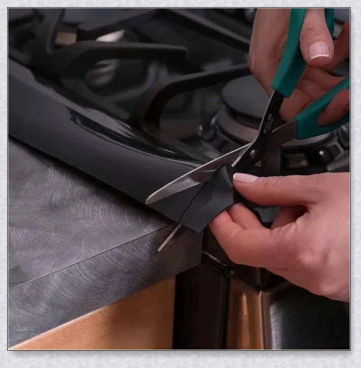Silicone stove counter gap covers in various colors to prevent small items and spills from falling into cracks between stove and kitchen counter.