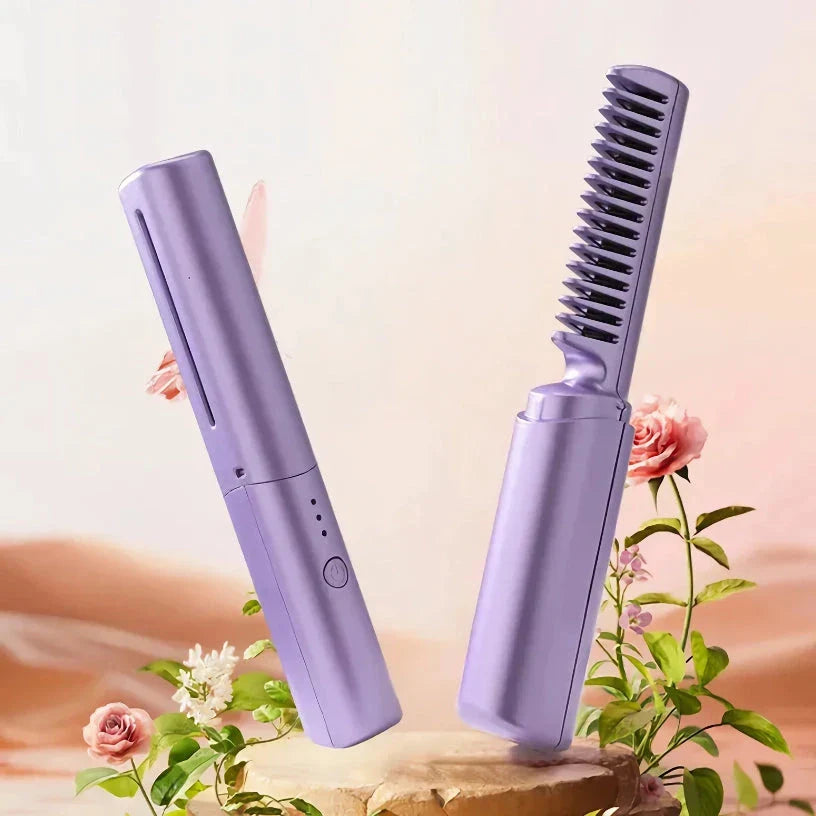 Electric hot comb hair straightener with negative ion technology for smooth, shiny, and frizz-free hair
