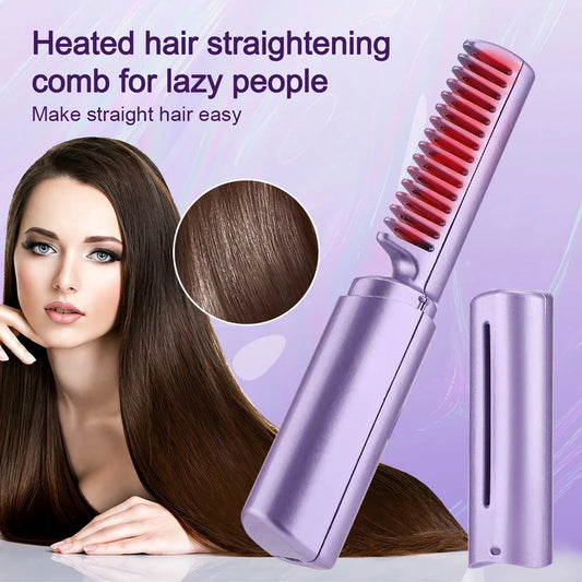 Electric hot comb hair straightener with negative ion technology for smooth, shiny, and frizz-free hair