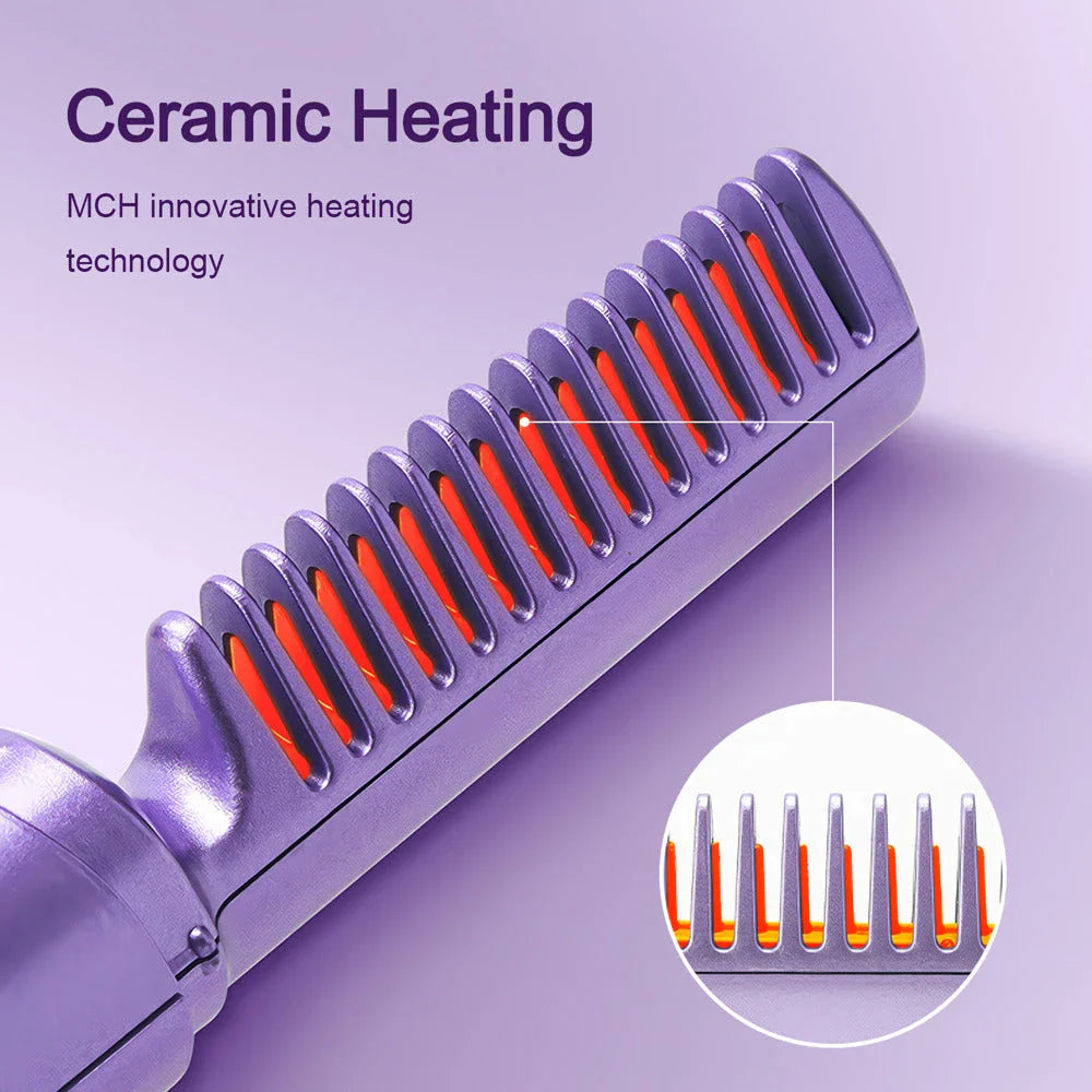 Electric hot comb hair straightener with negative ion technology for smooth, shiny, and frizz-free hair