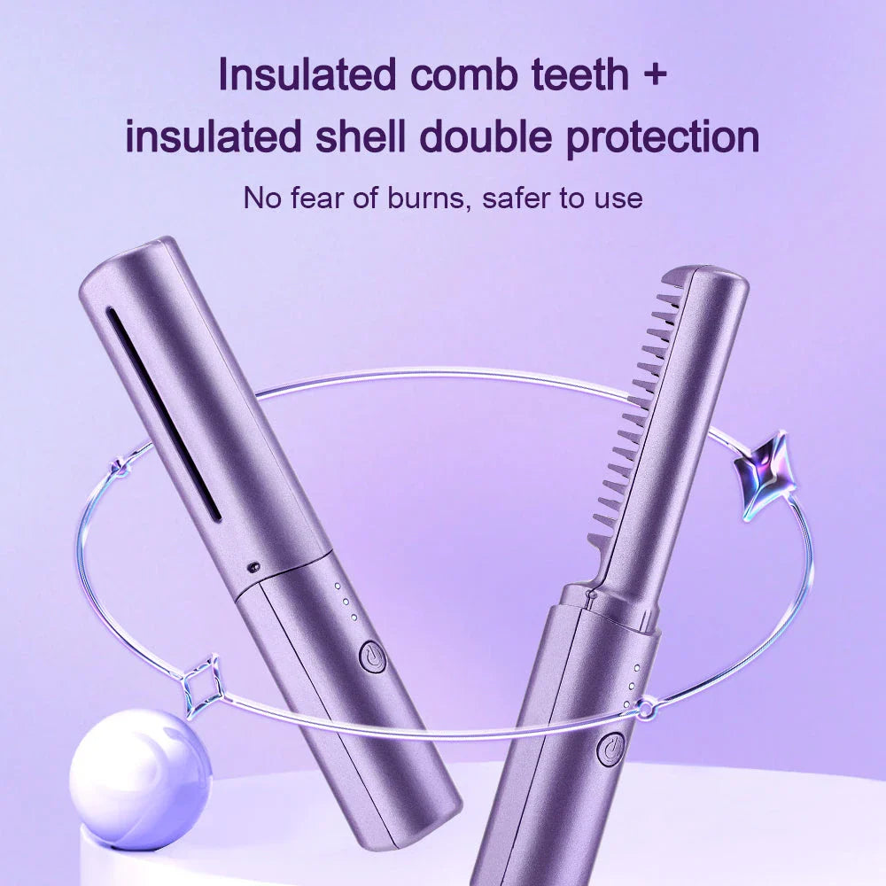 Electric hot comb hair straightener with negative ion technology for smooth, shiny, and frizz-free hair