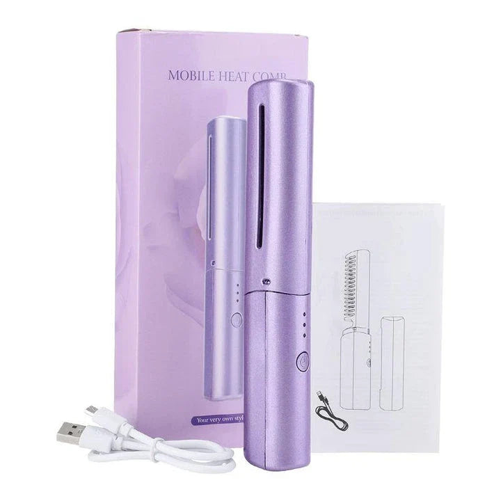 Electric hot comb hair straightener with negative ion technology for smooth, shiny, and frizz-free hair