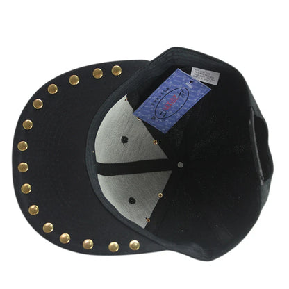 European and American-inspired punk T-shaped leather cap with a flat brim, adjustable sizing, and a range of bold colour options