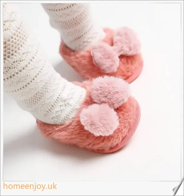 Cosy cotton baby shoes with cartoon designs in various colours for autumn and winter wear