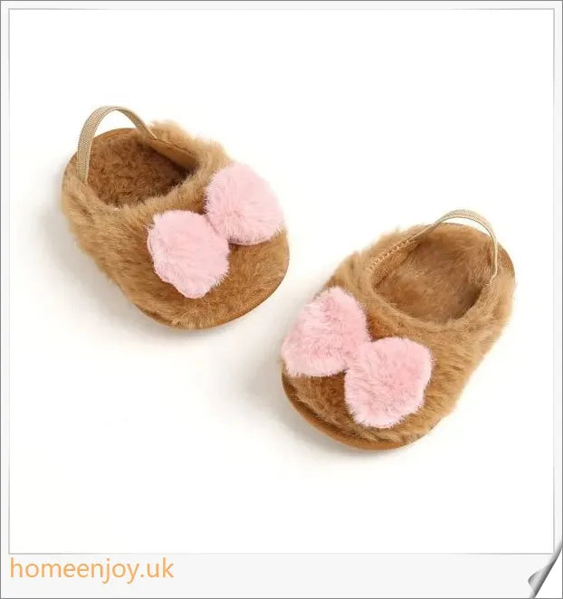Cosy cotton baby shoes with cartoon designs in various colours for autumn and winter wear
