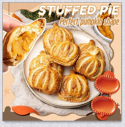 Halloween-themed one-press hand pie maker with pumpkin, circle, and acorn shaped molds for easy homemade pastry creation