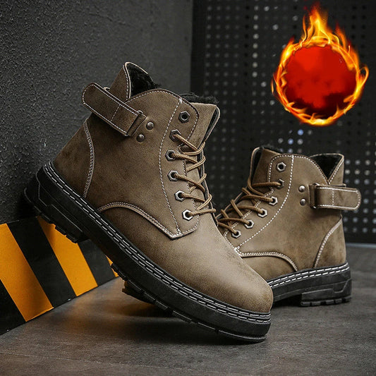 High Top and Cotton Martin Boots in Black - Premium artificial PU upper, rubber sole, and retro-inspired British workwear design